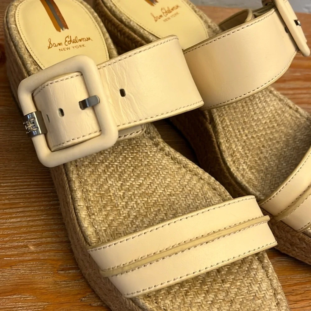 SAM EDELMAN Carson Espadrille Wedge Sandal- Color: Bleached Wheat- Size 10.5